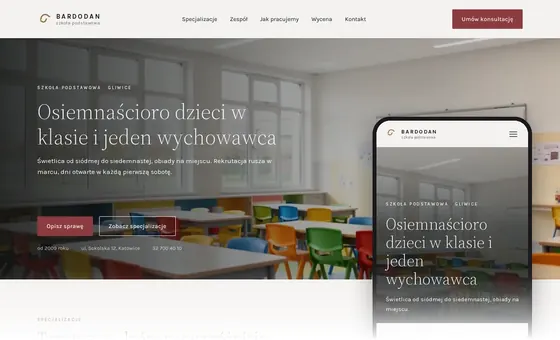 Projekt koncepcyjny strony - Szkoła podstawowa