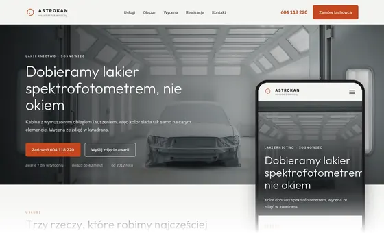 Projekt koncepcyjny strony - Warsztat lakierniczy