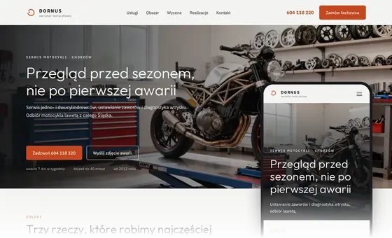 Projekt koncepcyjny strony - Warsztat motocyklowy