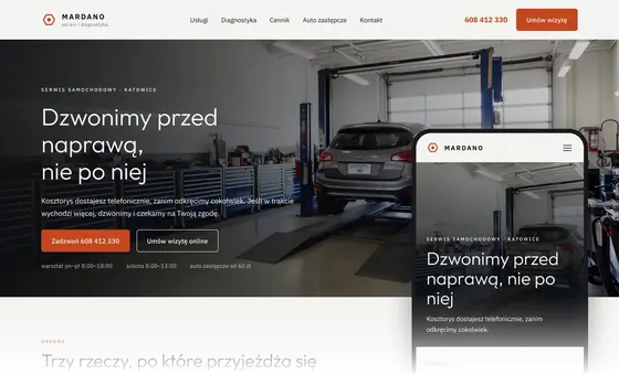 Projekt koncepcyjny strony - Warsztat samochodowy