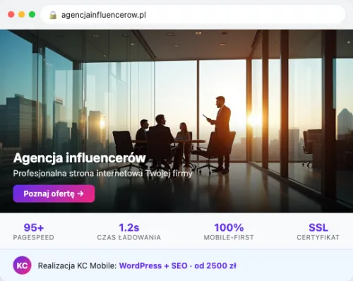 Przykład strony internetowej – Agencja Influencerow