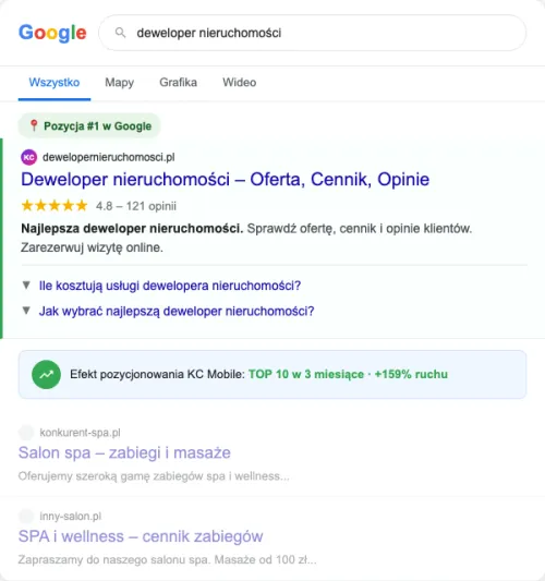 Przykładowa kreacja reklamowa – Pozycjonowanie SEO dla dewelopera nieruchomości