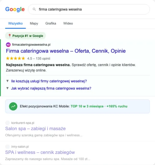 Przykładowa kreacja reklamowa – Pozycjonowanie SEO dla firmy cateringowej weselnej