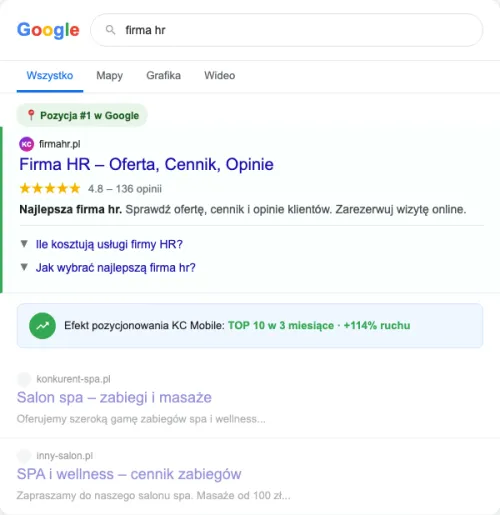 Przykładowa kreacja reklamowa – Pozycjonowanie SEO dla firmy HR