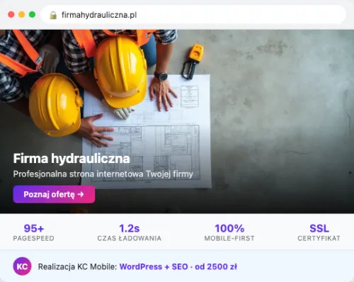 Przykład strony internetowej – Firma Hydrauliczna