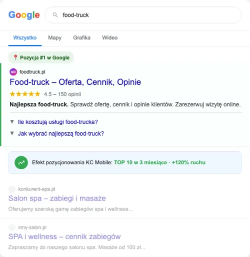 Przykładowa kreacja reklamowa – Pozycjonowanie SEO dla food-trucka