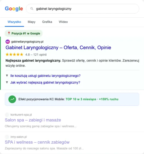 Przykładowa kreacja reklamowa – Pozycjonowanie SEO dla gabinetu laryngologicznego