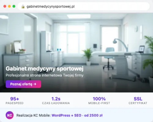 Przykład strony internetowej – Gabinet Medycyny Sportowej