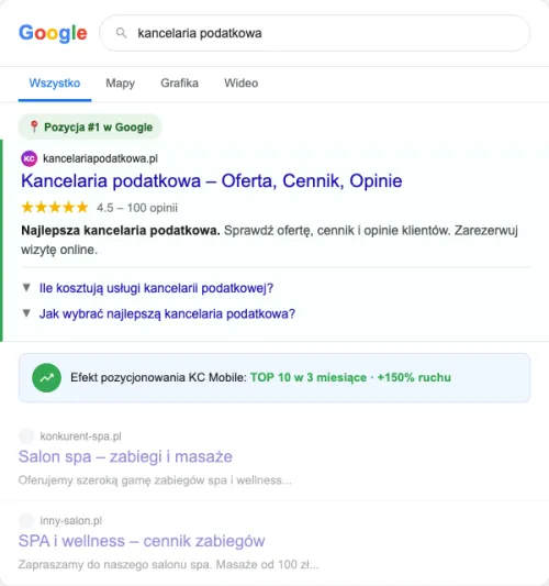 Przykładowa kreacja reklamowa – Pozycjonowanie SEO dla kancelarii podatkowej