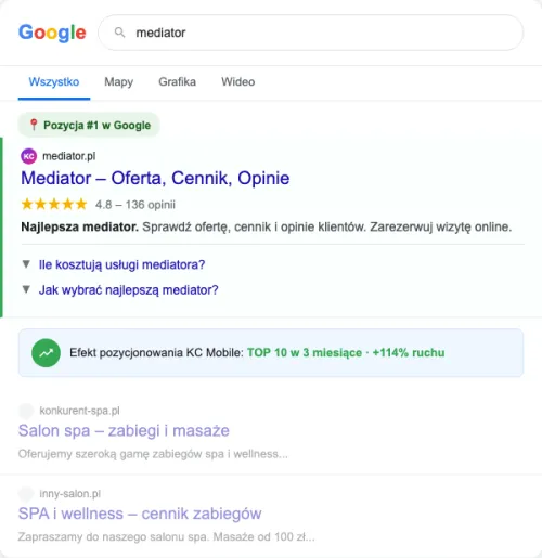 Przykładowa kreacja reklamowa – Pozycjonowanie SEO dla mediatora