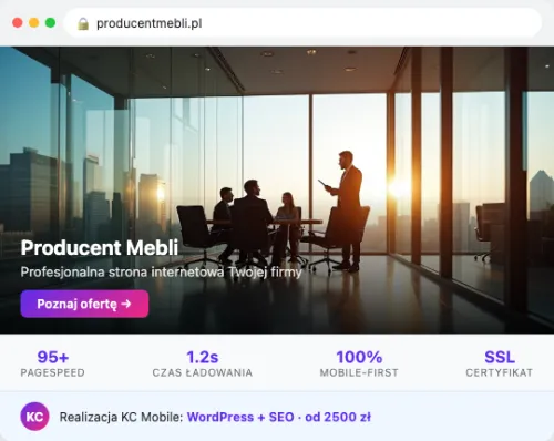 Przykład strony internetowej – Producent Mebli