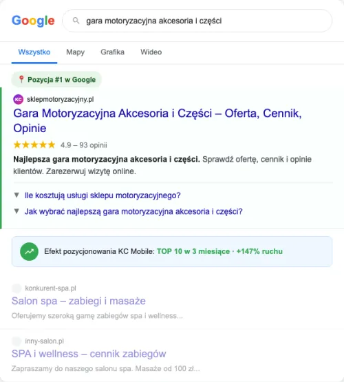 Przykładowa kreacja reklamowa – Pozycjonowanie SEO dla sklepu motoryzacyjnego