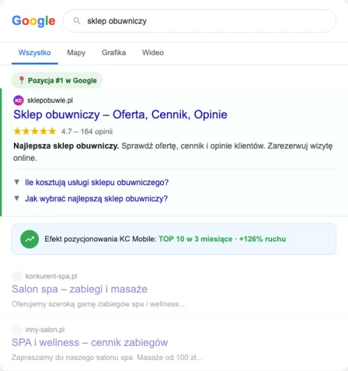 Przykładowa kreacja reklamowa – Pozycjonowanie SEO dla sklepu obuwniczego